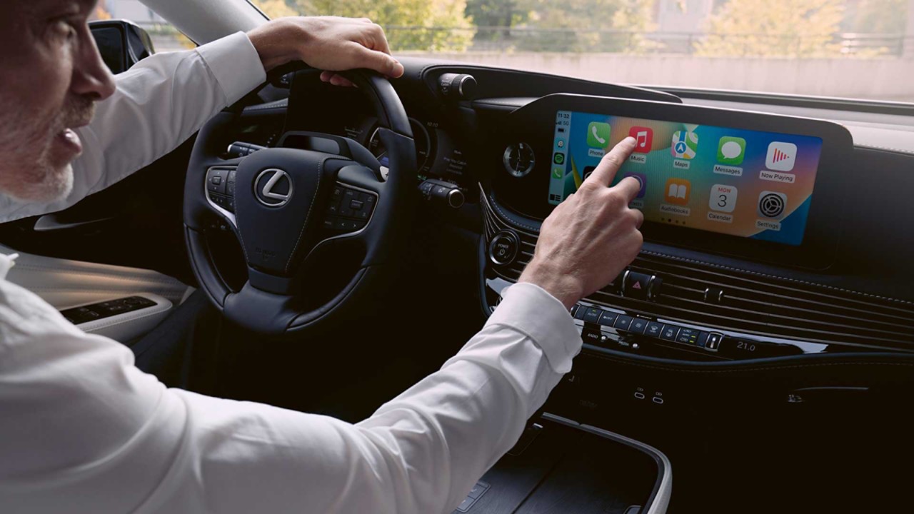 Lexus LS cockpit and front passenger interior 